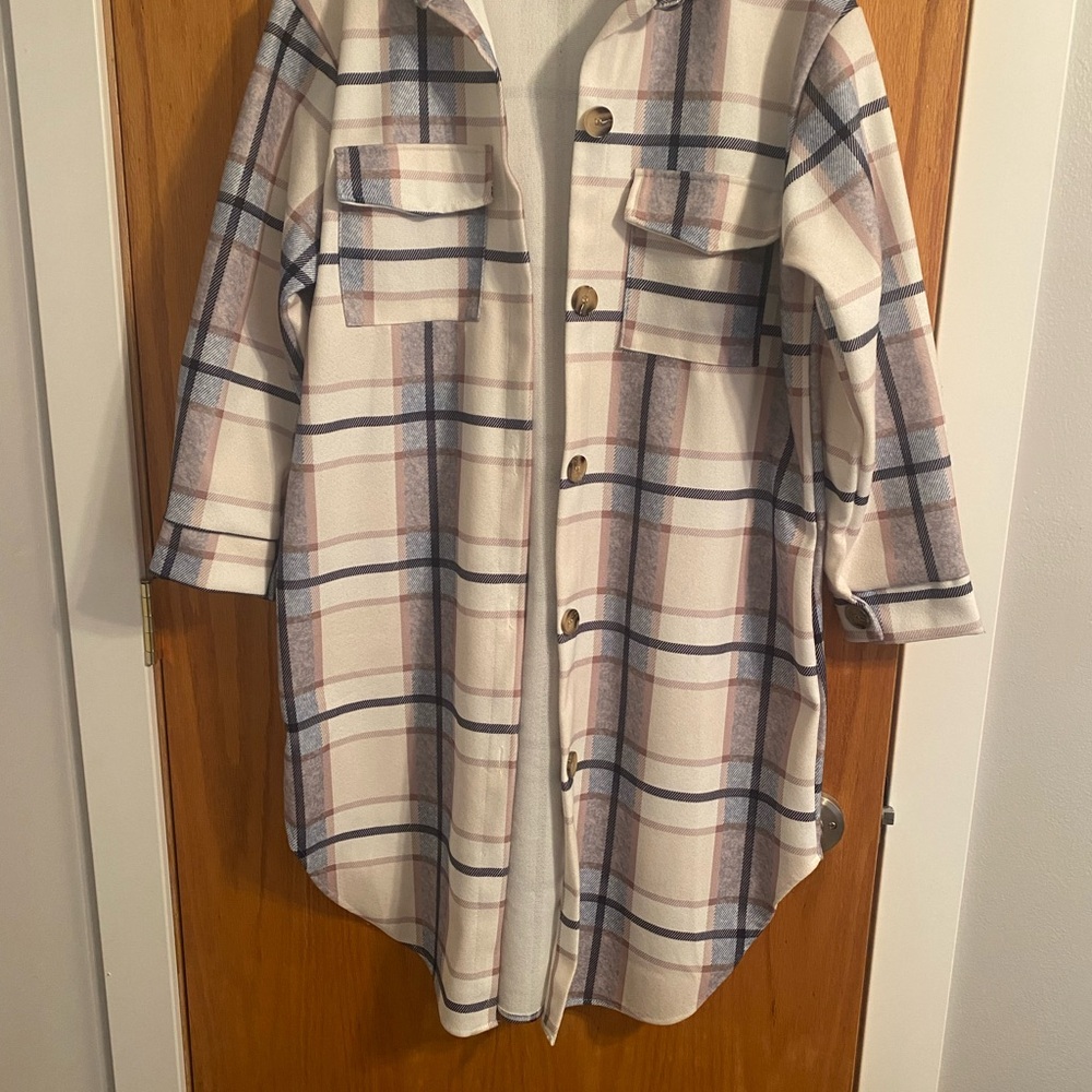 Plaid Button-Up Shirt Jacket